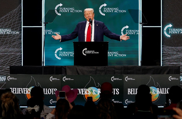 Former President Donald Trump addressed a crowd at Turning Point Action's "The Believers Summit" in West Palm Beach, Florida, on July 26, 2024.