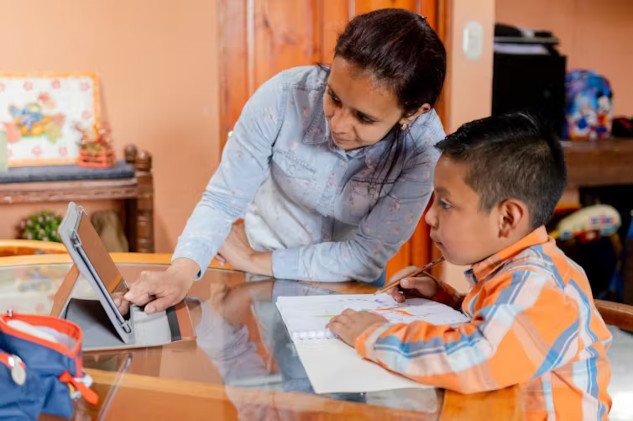 A family learning together at home, representing the rising trend in home education and the benefits it offers for personalized, flexible learning.