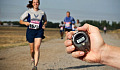 smiling woman running a race